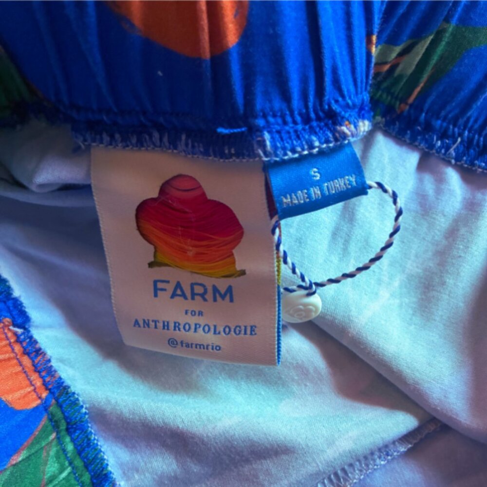 FARM Rio Blue Floral Mini Skirt with Orange Accents - Picture 4 of 11